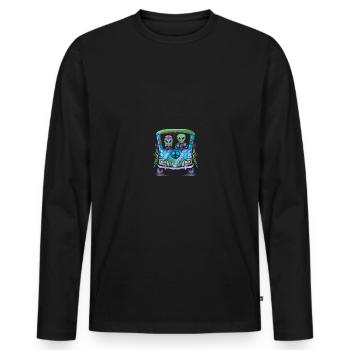 Hippie Alien 70s Party - Männer Premium Bio Langarmshirt - Schwarz - Vorne - Nico (187cm)