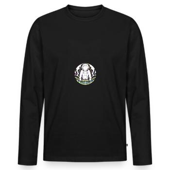 Trippy Astronaut Space Ship - Männer Premium Bio Langarmshirt - Schwarz - Vorne - Nico (187cm)