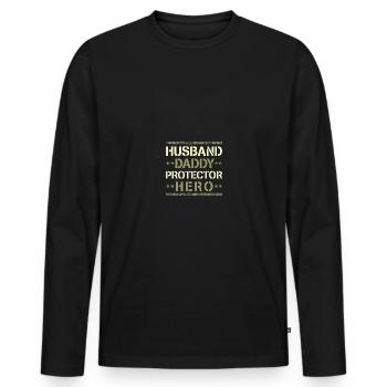 Husband Daddy Protector Hero US Army Veteran - Männer Premium Bio Langarmshirt - Schwarz - Vorne - Nico (187cm)