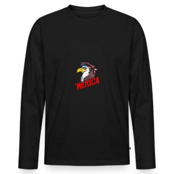 'Merica Bald Eagle Mullet USA American Flag - Männer Premium Bio Langarmshirt - Schwarz - Vorne - Nico (187cm)