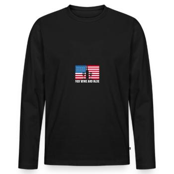 Red Wine And Blue American Independence - Männer Premium Bio Langarmshirt - Schwarz - Vorne - Nico (187cm)