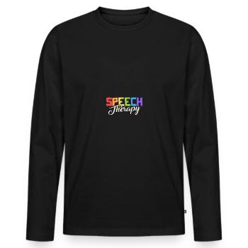 Speech Therapy Rainbow - Männer Premium Bio Langarmshirt - Schwarz - Vorne - Nico (187cm)