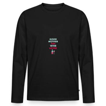 Good Mother And Wine Lover Funny Alcohol Mothers - Männer Premium Bio Langarmshirt - Schwarz - Vorne - Nico (187cm)
