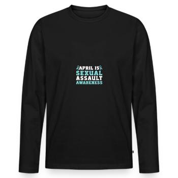 April Is Sexual Assault Awareness Teal Ribbon - Männer Premium Bio Langarmshirt - Schwarz - Vorne - Nico (187cm)