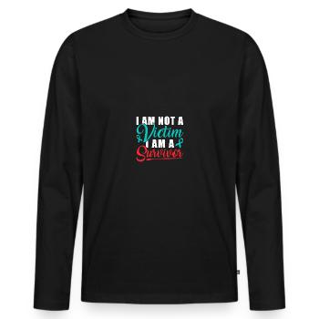 I Am Not A Victim I Am A Survivor Stop Sexual - Männer Premium Bio Langarmshirt - Schwarz - Vorne - Nico (187cm)
