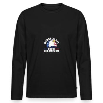 Memorial Day Honor And Remember Bald Eagle - Männer Premium Bio Langarmshirt - Schwarz - Vorne - Nico (187cm)
