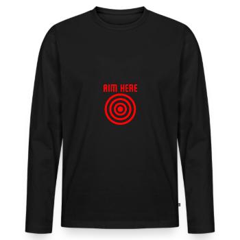 Aim Here - Bullseye Shooting Target - Männer Premium Bio Langarmshirt - Schwarz - Vorne - Nico (187cm)