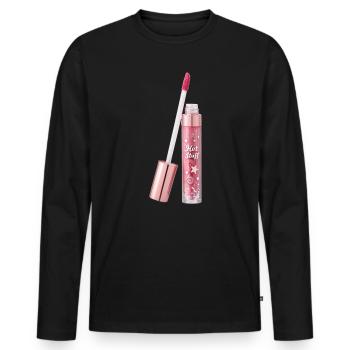 Brillant à lèvres à effet pailleté - T-shirt manches longues Premium bio Homme - noir - Devant - Nico (187cm)