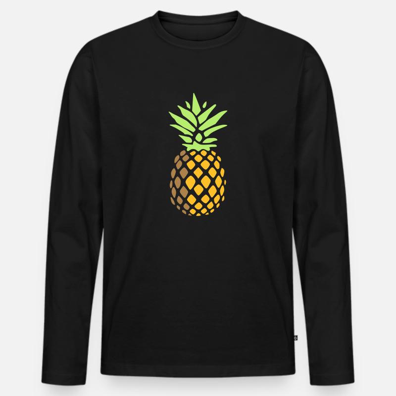 Ananas - Männer Premium Bio Langarmshirt - Schwarz