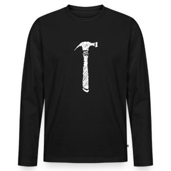 Hammer Scribbled Gift Idea - Men's Premium Organic Long Sleeve Shirt - black - Front - Nico (187cm)