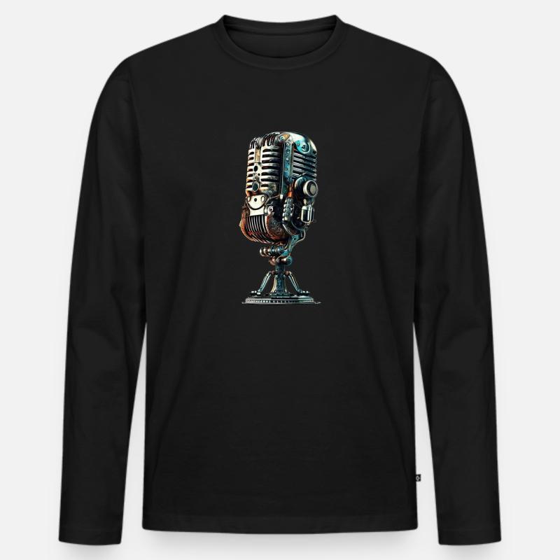 Mikrofon - Männer Premium Bio Langarmshirt - Schwarz