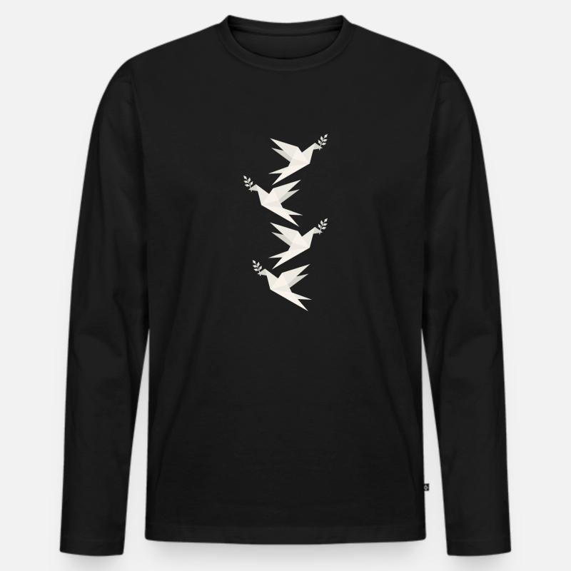 Papiertaube des Friedens - Männer Premium Bio Langarmshirt - Schwarz