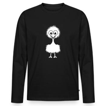 ostrich - Men's Premium Organic Long Sleeve Shirt - black - Front - Nico (187cm)