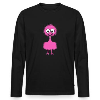 ostrich - Men's Premium Organic Long Sleeve Shirt - black - Front - Nico (187cm)