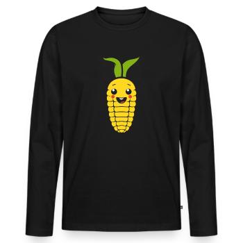 corn on the cob - Men's Premium Organic Long Sleeve Shirt - black - Front - Nico (187cm)