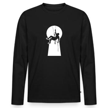 Klettern Bergsteiger abseilen Schlüsselstelle - Männer Premium Bio Langarmshirt - Schwarz - Vorne - Nico (187cm)