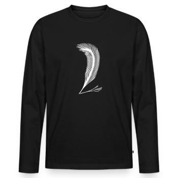 Feather handwriting as an expression of character - Men's Premium Organic Long Sleeve Shirt - black - Front - Nico (187cm)