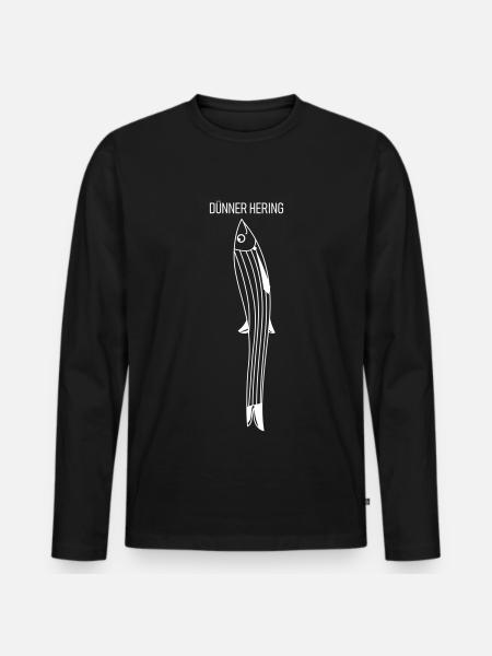 Dünner Hering (a) - Männer Premium Bio Langarmshirt - Schwarz