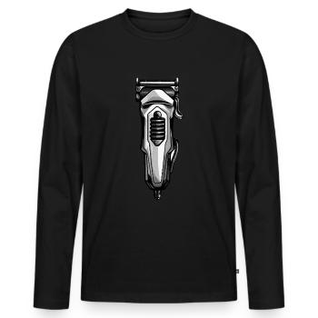 Tondeuse à cheveux coiffeur - T-shirt manches longues Premium bio Homme - noir - Devant - Nico (187cm)