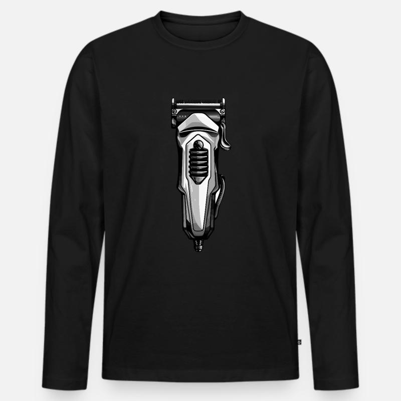 Haarschneidemaschine Friseur - Männer Premium Bio Langarmshirt - Schwarz