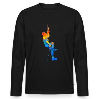 Bouldern Klettern Boulder Boulderer Kletterhalle - Männer Premium Bio Langarmshirt - Schwarz - Vorne - Nico (187cm)