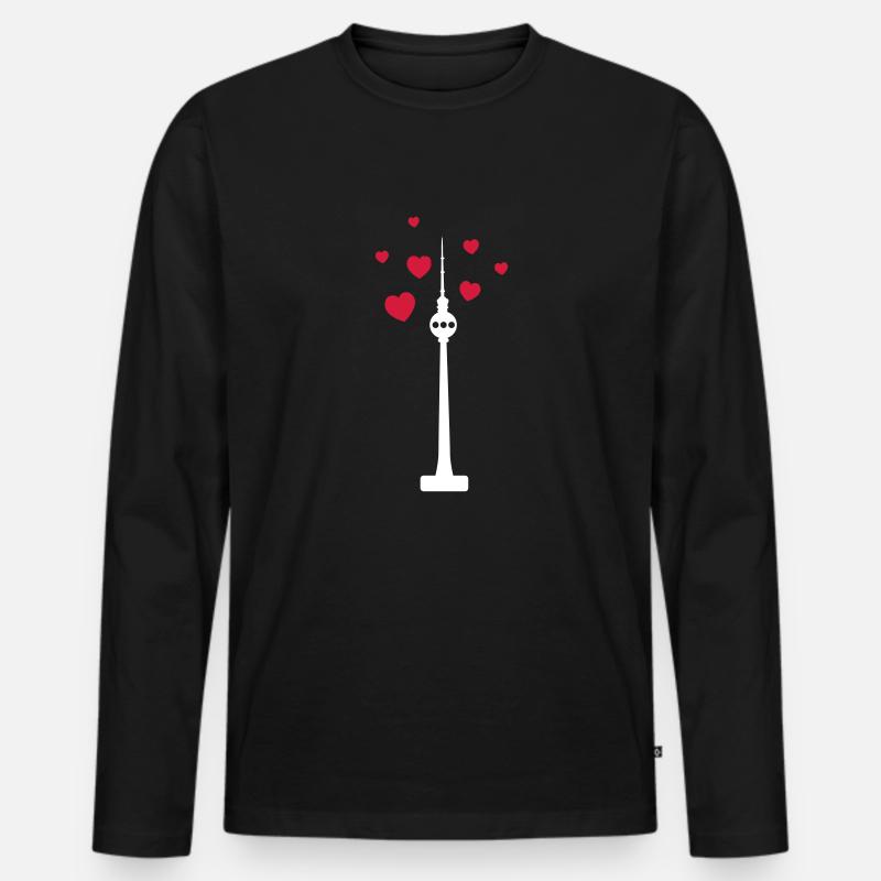 Berlin Tower - Männer Premium Bio Langarmshirt - Schwarz