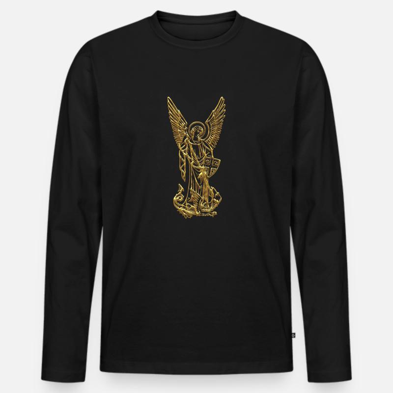 Michael Archangel - Männer Premium Bio Langarmshirt - Schwarz