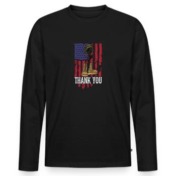 Thank you American veteran military father's day - Männer Premium Bio Langarmshirt - Schwarz - Vorne - Nico (187cm)