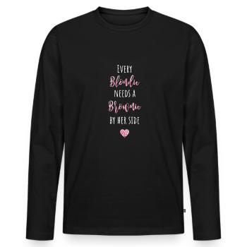 Every Blondie needs a Brownie by her side - Men's Premium Organic Long Sleeve Shirt - black - Front - Nico (187cm)
