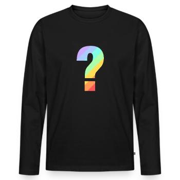 Point d'interrogation arc-en-ciel - T-shirt manches longues Premium bio Homme - noir - Devant - Nico (187cm)
