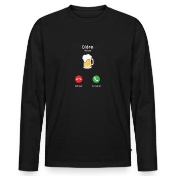 appel de la bière - T-shirt manches longues Premium bio Homme - noir - Devant - Nico (187cm)
