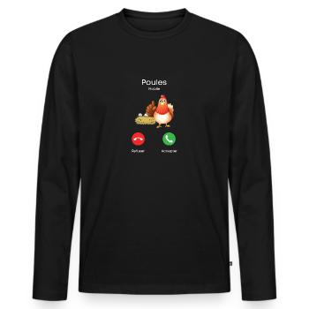 appel des poules - T-shirt manches longues Premium bio Homme - noir - Devant - Nico (187cm)