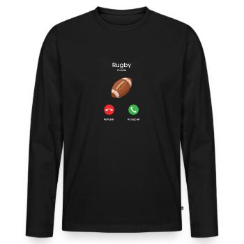 appel du rugby - T-shirt manches longues Premium bio Homme - noir - Devant - Nico (187cm)