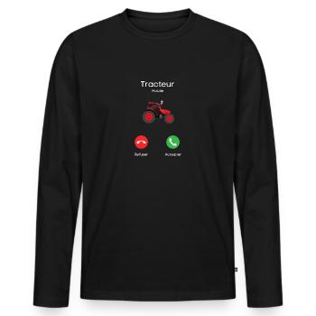 appel du tracteur - T-shirt manches longues Premium bio Homme - noir - Devant - Nico (187cm)