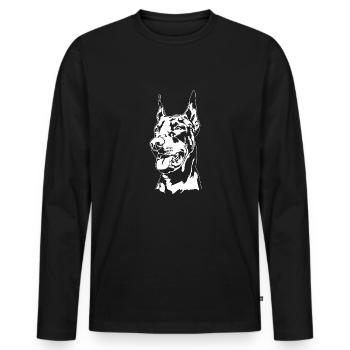 Dobermann Hundeportrait Hunde Hundesport Wilsigns - Männer Premium Bio Langarmshirt - Schwarz - Vorne - Nico (187cm)