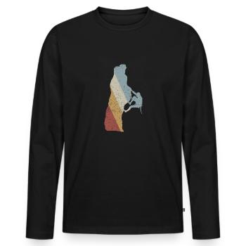Climbing Retro Style Vintage - Men's Premium Organic Long Sleeve Shirt - black - Front - Nico (187cm)
