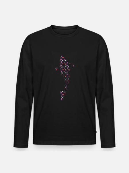 Koi Karpfen Mosaik - Männer Premium Bio Langarmshirt - Schwarz