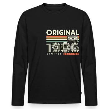 Vintage, 1986, Rétro, Vintage, Cadeau d’anniversaire - T-shirt manches longues Premium bio Homme - noir - Devant - Nico (187cm)