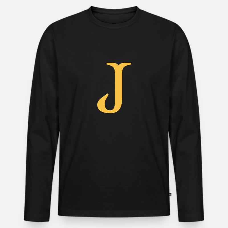 J - Männer Premium Bio Langarmshirt - Schwarz