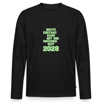 Frau Jahr2028 - Männer Premium Bio Langarmshirt - Schwarz - Vorne - Nico (187cm)