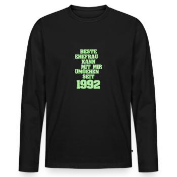 Ehe Ehefrau Frau Freundin Jahr1992 - Männer Premium Bio Langarmshirt - Schwarz - Vorne - Nico (187cm)