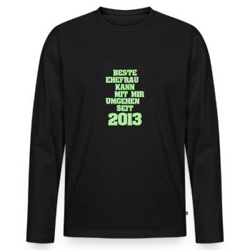 2013 - Männer Premium Bio Langarmshirt - Schwarz - Vorne - Nico (187cm)