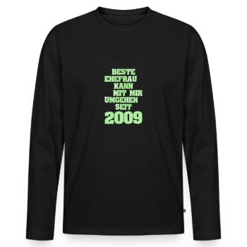 Ehefrau 2009 - Männer Premium Bio Langarmshirt - Schwarz - Vorne - Nico (187cm)