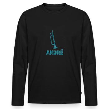 André als Blasmusik - Männer Premium Bio Langarmshirt - Schwarz - Vorne - Nico (187cm)