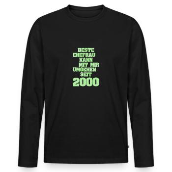 2000 - Men's Premium Organic Long Sleeve Shirt - black - Front - Nico (187cm)