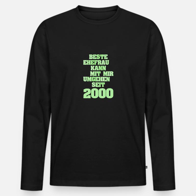 2000 - Männer Premium Bio Langarmshirt - Schwarz