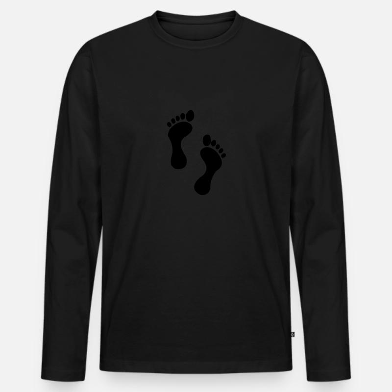 fußabdruck - Männer Premium Bio Langarmshirt - Schwarz