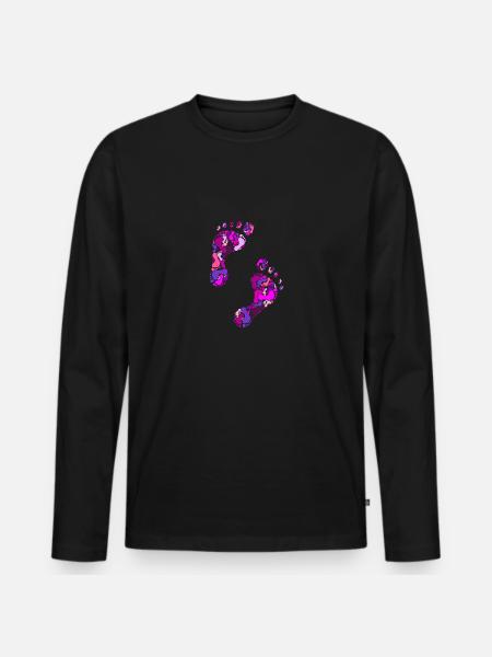 Footprints - Men's Premium Organic Long Sleeve Shirt - black
