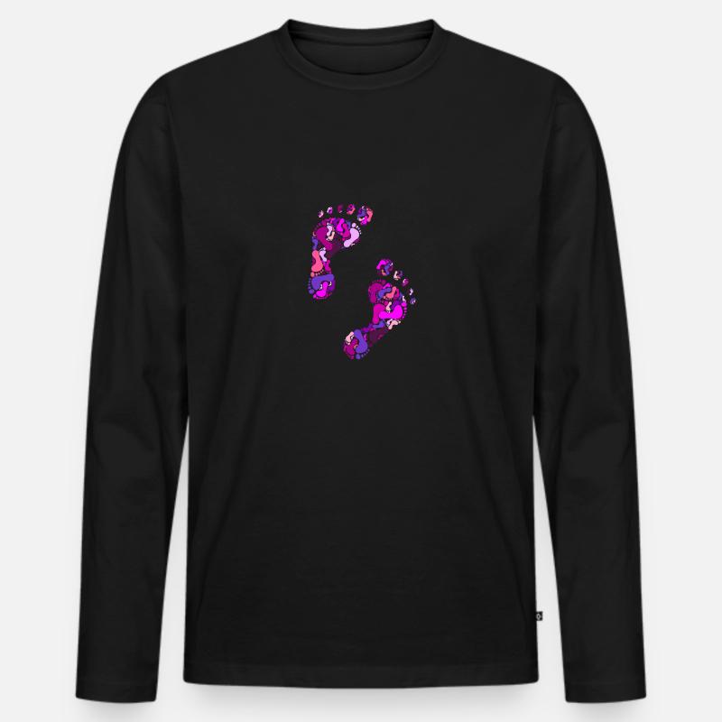 Fußabdrücke - Männer Premium Bio Langarmshirt - Schwarz