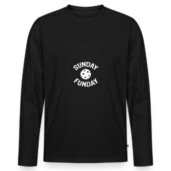 Lustiges Unihockey Floorball T Shirt Geschenk - Männer Premium Bio Langarmshirt - Schwarz - Vorne - Nico (187cm)